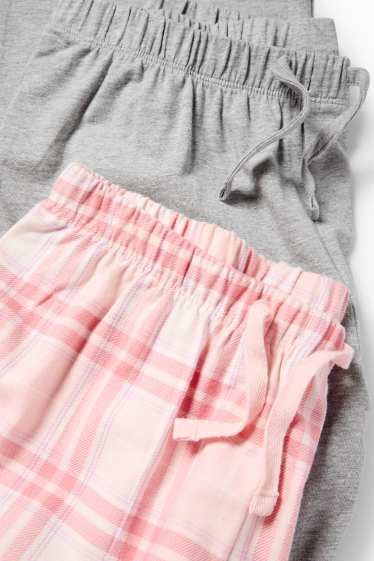 Kinderen: meisjes - Set van 2 - pyjamabroek - grijs / roze