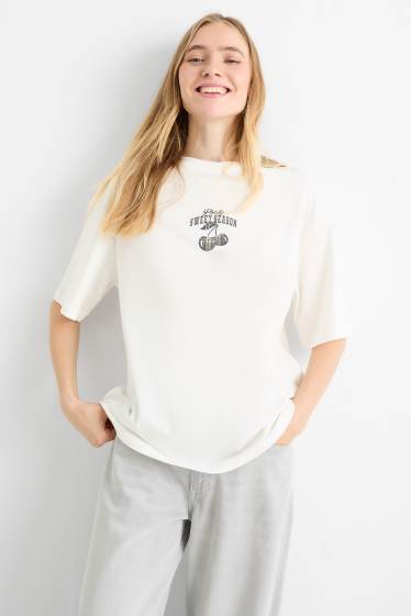 Femei - Tricou - supradimensionat - alb