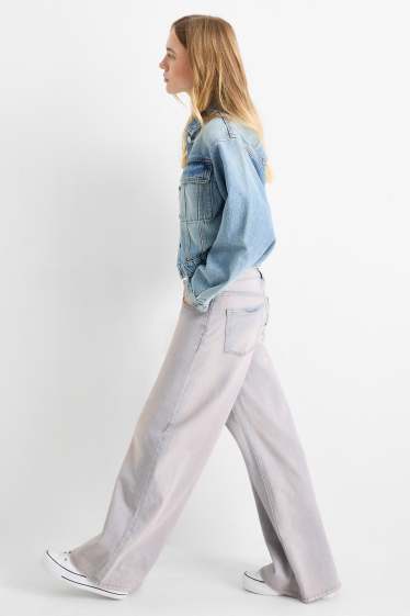 Dona - Wide Leg Jeans - low waist - texà blau clar