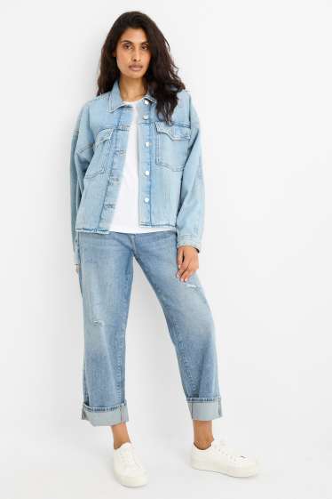 Women - Boyfriend jeans - mid-rise waist - LYCRA® - denim-light blue