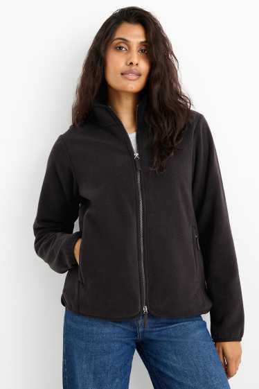 Damen - Basic-Fleece-Sweatjacke - schwarz