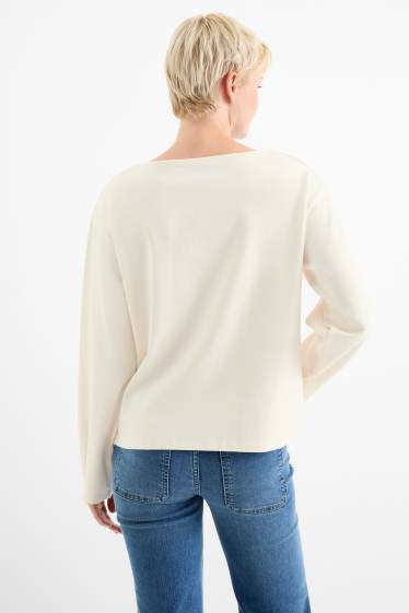 Dames - Longsleeve - crème wit