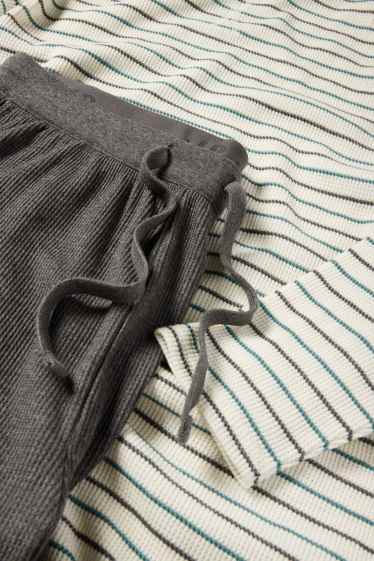 Heren - Pyjama - met structuur - crème wit