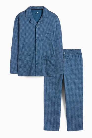 Herren - Pyjama - gemustert - dunkelblau