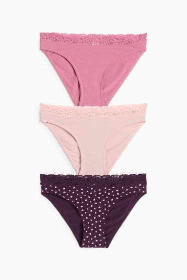Dames - Set van 3 - slip - paars