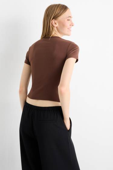 Dámské - Tričko - slim fit - hnědá