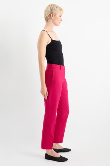 Dámské - Business kalhoty - mid waist - slim fit - tmavě růžová