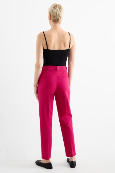 Dámské - Business kalhoty - mid waist - slim fit - tmavě růžová