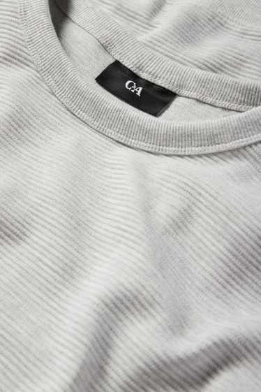 Men - Sweatshirt - ribbed - light gray