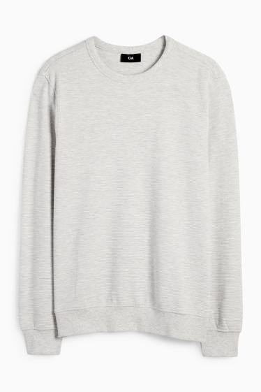 Men - Sweatshirt - ribbed - light gray
