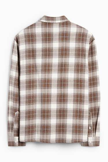 Home - Camisa de franel·la - relaxed fit - Kent - de quadres - beix/marró