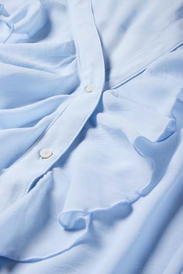 Damen - Bluse mit V-Ausschnitt - hellblau