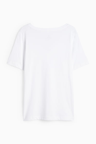 Femei - Tricou cu decolteu în V - Regular fit - alb