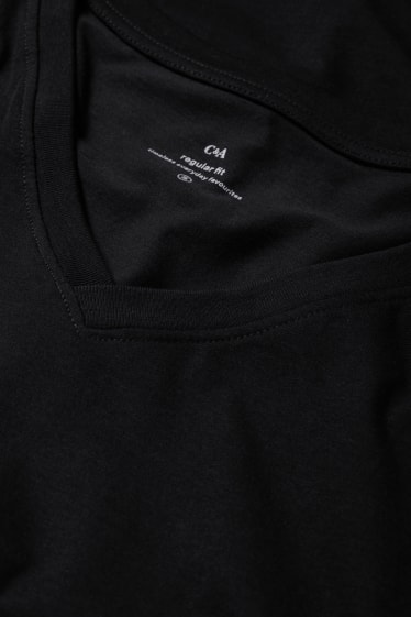 Dames - Basic T-shirt met V-hals - regular fit - zwart