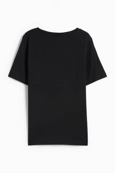 Dames - Basic T-shirt met V-hals - regular fit - zwart