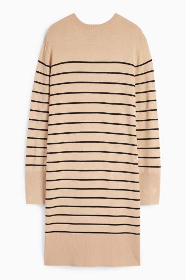 Femei - Rochie din tricot - cu dungi - bej
