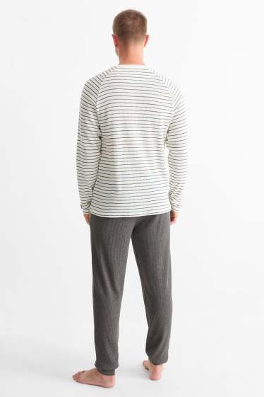 Heren - Pyjama - met structuur - crème wit