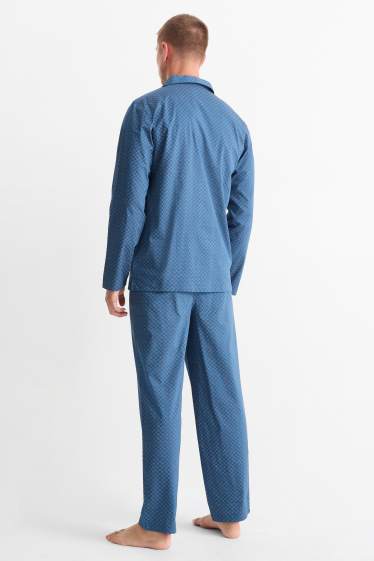Herren - Pyjama - gemustert - dunkelblau