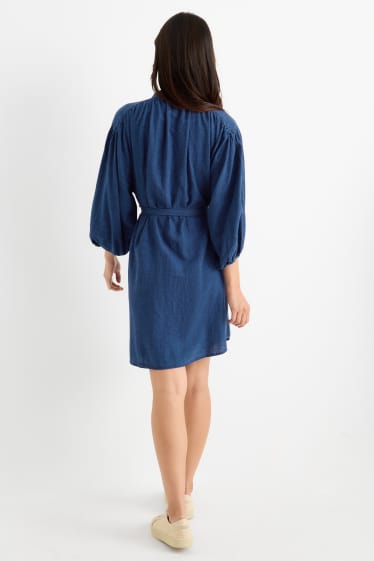 Damen - Blusenkleid - Jeans-Look - jeansblau