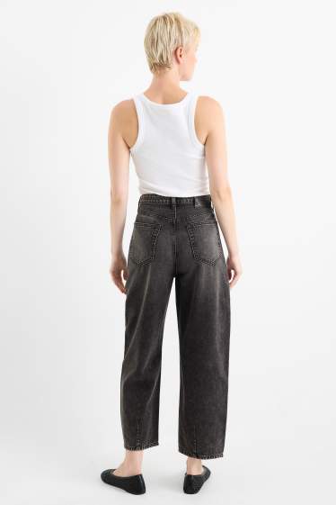 Damen - Barrel Jeans - High Waist - dunkeljeansgrau
