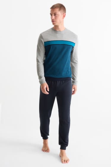 Home - Pijama - gris / blau fosc