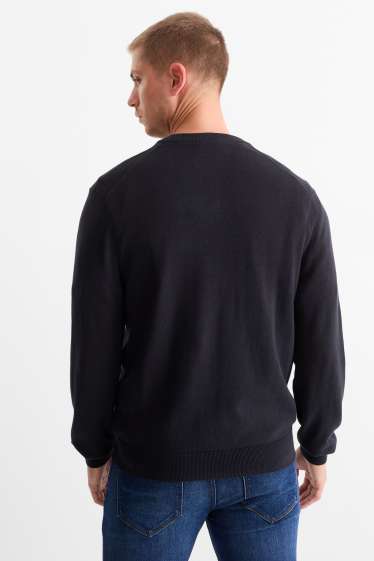 Hommes - Pull en maille fine - bleu foncé