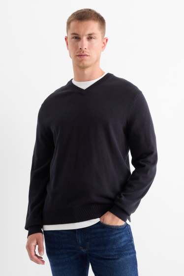 Hommes - Pull en maille fine - bleu foncé