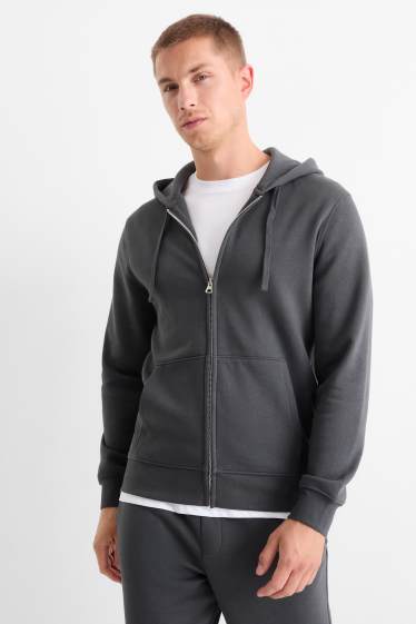 Herren - Sweatjacke mit Kapuze - dunkelgrau