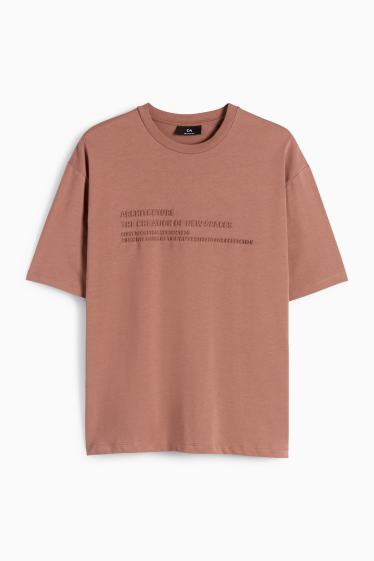 Pánské - Tričko - relaxed fit - hnědá