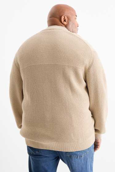 Herren - Strickjacke - strukturiert - beige