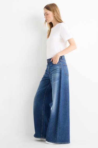 Femei - Wide leg jeans - talie joasă - denim-albastru închis
