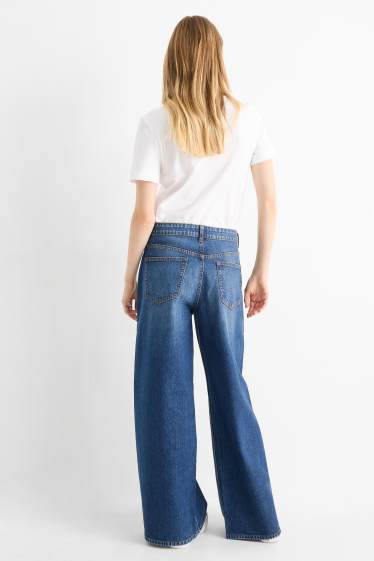 Femei - Wide leg jeans - talie joasă - denim-albastru închis
