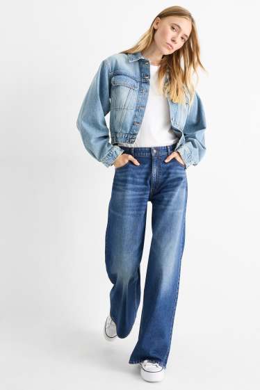 Femei - Wide leg jeans - talie joasă - denim-albastru închis