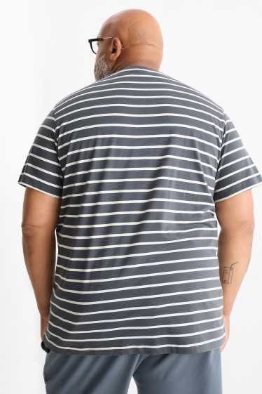 Men - T-shirt - regular fit - striped - dark gray