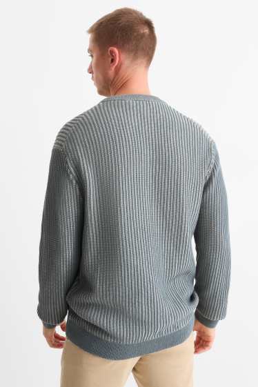 Men - Jumper - ribbed - blue