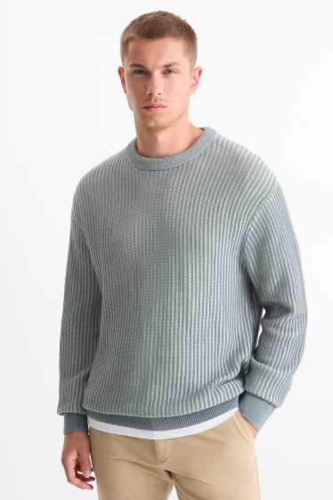 Men - Jumper - ribbed - blue