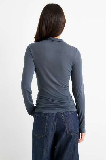Dames - Basic longsleeve - donkerblauw