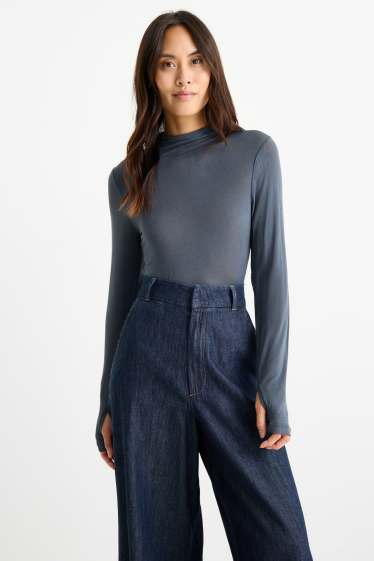 Dames - Basic longsleeve - donkerblauw
