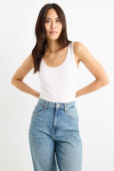 Dames - Set van 2 - basic top - zwart / wit