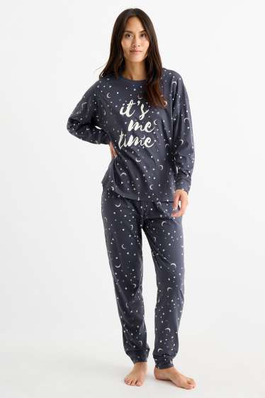 Femmes - Pyjama - à motif - bleu foncé