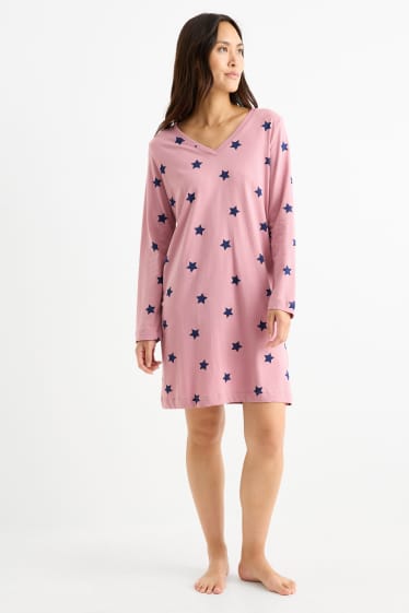 Damen - Nachthemd - gemustert - pink