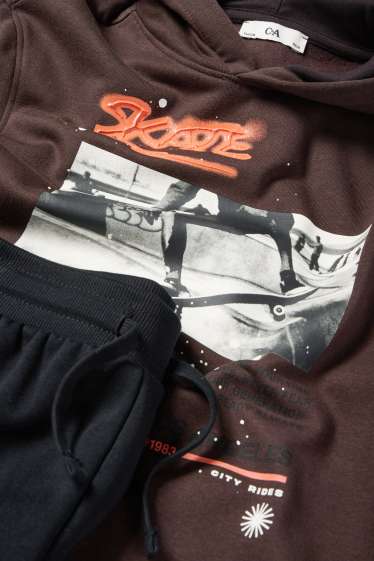 Bambini - Skater - set - felpa con cappuccio e pantaloni sportivi - 2 pezzi - nero