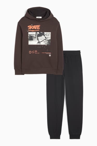 Bambini - Skater - set - felpa con cappuccio e pantaloni sportivi - 2 pezzi - nero