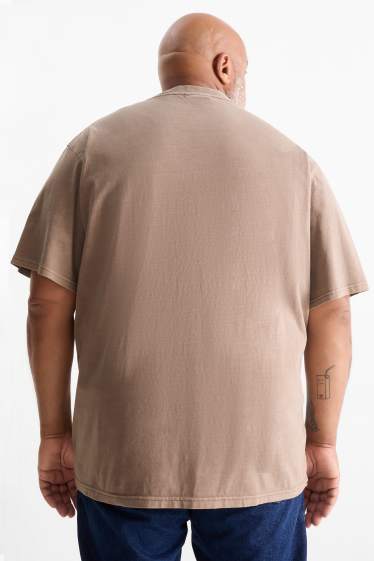 Heren - T-shirt - relaxed fit - lichtbruin