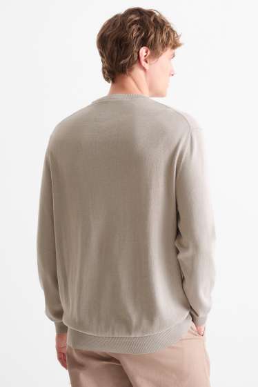 Hommes - Pull en maille fine - gris