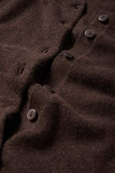 Damen - Kaschmir-Strickjacke - dunkelbraun