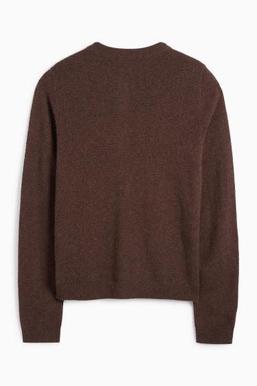 Damen - Kaschmir-Strickjacke - dunkelbraun