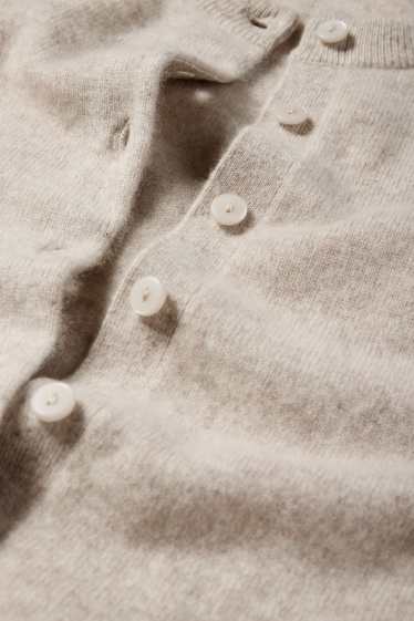Damen - Kaschmir-Strickjacke - hellbeige