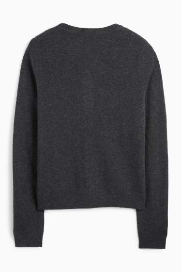 Damen - Kaschmir-Strickjacke - dunkelgrau