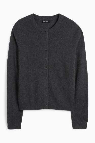 Damen - Kaschmir-Strickjacke - dunkelgrau